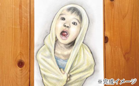 オーダーメイド手描き似顔絵・額縁付き（カラー・1名分）R5-291-1