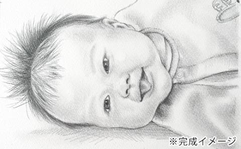 オーダーメイド手描き似顔絵・額縁付き（モノクロ・1名分）R5-290-1