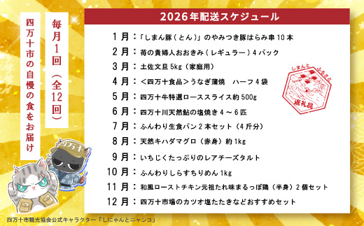 【年末限定】 12回 定期便 四万十 人気 グルメ お楽しみ定期便 しまんと ふるさと 20万円 今だけ 年末 限定 肉 いちご 文旦 うなぎ 牛肉 パン まぐろ マグロ かつお フルーツ 人気グルメ ごちそう 贅沢 豪華 高知 四万十市
