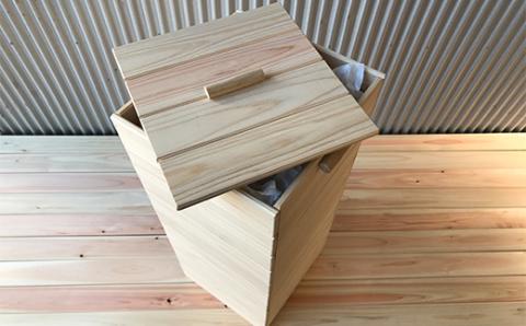 	国産 四万十ヒノキ使用【ダストボックスカバー小】24-647