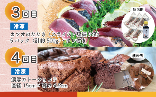 四万十 うきうき定期便5万円コース 定期便 四万十市 高知 高知県 しまんと 鰹 かつお かつおのたたき 月替わり 牛肉 黒毛和牛 四万十牛 豚肉 ハラミ パン 食パン あんこ 魚介 肉 ケーキ ガトーショコラ 冷凍