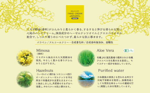 【 ミアミモザ 】【 ギフト箱入 】ミアミモザ ハンドクリーム ＆ ハンドソープ ハンドケア セット 各1個 化粧箱 ギフト箱 ミモザ が ふんわり 柔らかく香る ギフト プレゼント 贈答 美容 コスメ 高知県 高知 四万十市 四万十 しまんと