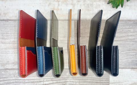 手縫いの本革「オリジナル名刺・カード入れ」【カラー：7色よりお選びください】