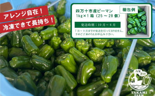 苦味が少なくておいしい！ 高見農園 のこだわり 新鮮 ピーマン 1kg 新鮮 野菜 ベジタブル ぴーまん ハウス ハウスピーマン ハウス栽培 惣菜 国産 産地直送 旬 高知県 四万十 しまんと【発送時期：10月～6月】