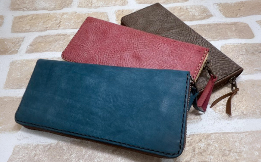 手縫いの本革「ラウンドファスナー 長財布」【カラー：ダークブラウン】上質 職人 手作り レザー 革 牛革 革製品 財布 さいふ ロングウォレット シンプル おしゃれ ギフト プレゼント 贈り物 高知県 四万十市 四万十 しまんと ダークブラウン