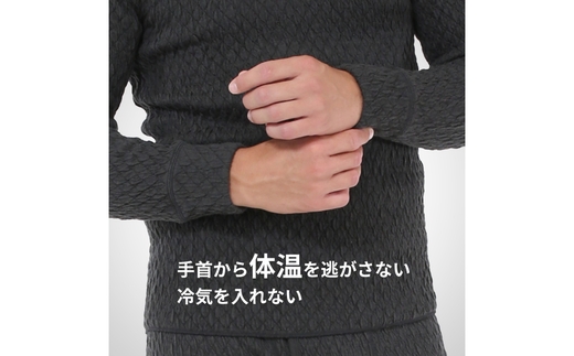 ひだまり エベレスト 紳士 長袖丸首シャツ ダークブラック M 高知県 高知 四万十市 四万十 しまんと 日本製 高品質 服 インナー 保温 防寒 抗菌 防臭 メンズ 男性 肌着 トップス 暖かい シャツ 丸首 長袖 長そで 秋 冬 ダークブラック M