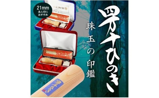 四万十ヒノキ法人印（21mm角印）印鑑セット 法人印におすすめ