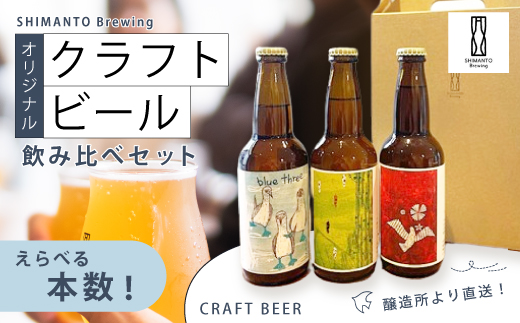 SHIMANTO Brewing オリジナル クラフトビール 3種 飲み比べ セット 瓶 3本 各 330ml 合計 990ml お酒 醸造所 直送 地ビール ビール 瓶ビール 父の日 母の日 誕生日 ギフト お中元 お歳暮 贈答 高知 四万十 しまんと クラフトビール330ml瓶×3本（箱入り）