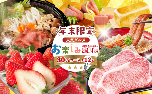 【年末限定】 12回 定期便 四万十 人気 グルメ お楽しみ定期便 しまんと ふるさと 30万円 今だけ 年末 限定 肉 いちご うなぎ 牛肉 パン まぐろ マグロ かつお フルーツ 人気グルメ ごちそう 贅沢 豪華 高知 四万十市