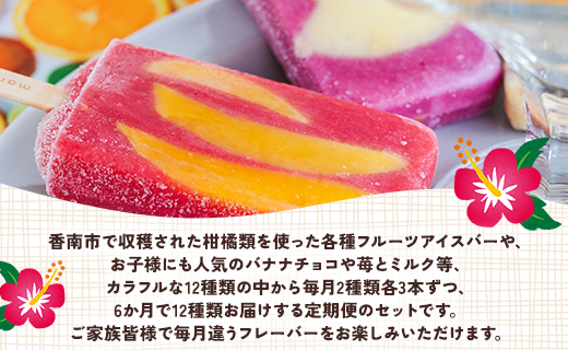 【6か月定期便】マナマナ 手作りアイスキャンデー 12種類セット 合計36本 - スイーツ デザート 果物 フルーツ 詰め合わせ ギフト のし 株式会社ヤ・シィ 高知県 香南市 Wys-0023