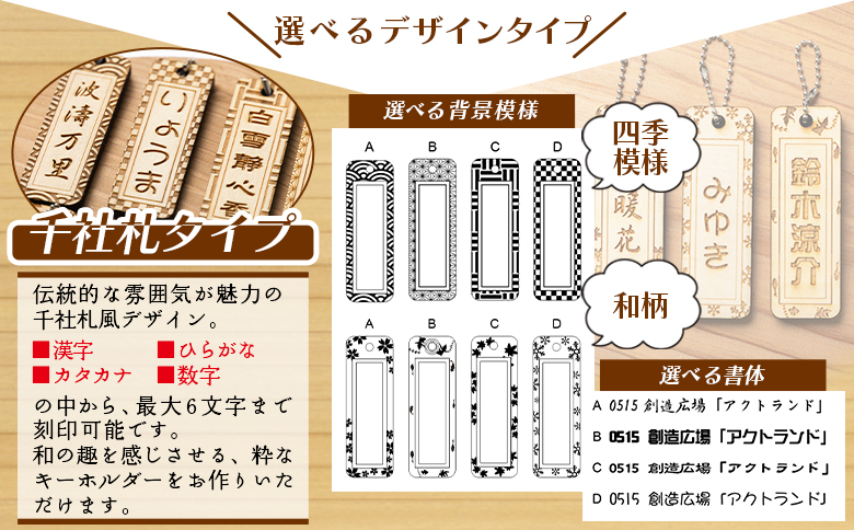 木製名入れキーホルダー2個セット ak-0010