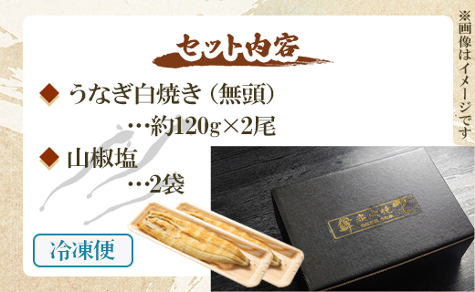 うなぎ 定期便 6回 うなぎ白焼き120g 2尾(無頭)  Wun-0037