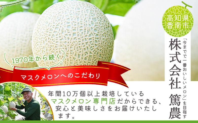 メロン マスクメロン1玉入り1.4kg～1.8kg 【株式会社篤農（高知県香南市）】[tn-0010] 通常配送 1玉【贈答用】