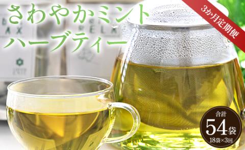 3か月定期便 さわやかミントハーブティー 合計54袋（18袋×3回）- お茶 飲み物 飲料 ティーバッグ 茶葉 ティータイム はーぶ 便利 チャック付き リラックス ギフト プレゼント 贈り物 熨斗対応可 のし 安眠 更年期 GREENBASE 高知県 香南市 Wgr-0074 ミント ティーバッグ 合計54袋 ※3回定期便