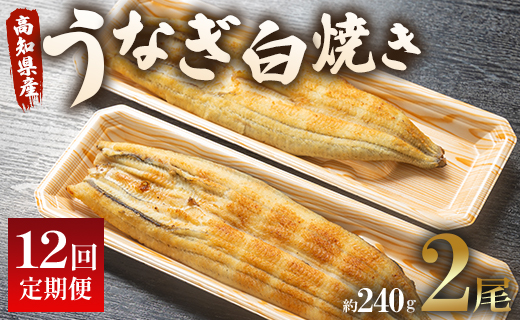 うなぎ 定期便 12回 うなぎ白焼き120g 2尾(無頭)  Wun-0038