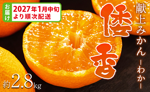<2027年1月中旬より順次配送＞土佐乃かなや マルチ 献上みかん「倭香(わか)」2.8kg be-0105