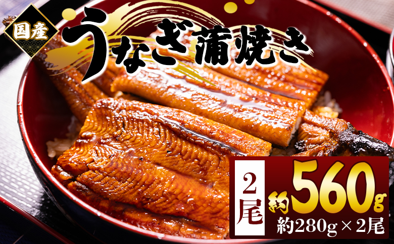 国産蒲焼きうなぎ 280ｇ 2尾 計560ｇ fb-0175 2尾 約280g