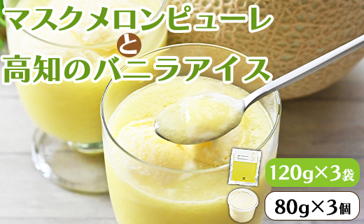 ピューレ メロンピューレ バニラアイスクリーム 3個セット 青肉 アイス 「めざましどようび キクエがキクヨ！」で特集 JALファーストクラス機内食に採用 マスクメロンピューレと高知のバニラアイス - 果物 くだもの めろん 果実 果汁 tn-0028