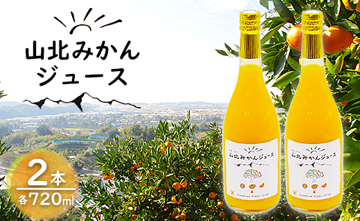 山北みかんジュース 720ml×2本 - 果汁100％ 高知県産 ブランドみかん 温州みかん ストレートジュース 果物 フルーツ 柑橘 オレンジ yk-0040