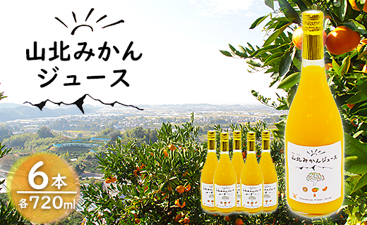 山北みかんジュース 720ml×6本 - 果汁100％ 高知県産 ブランドみかん 温州みかん ストレートジュース 果物 フルーツ 柑橘 オレンジ おいしい 甘い おすそ分け 飲み物 yk-0041