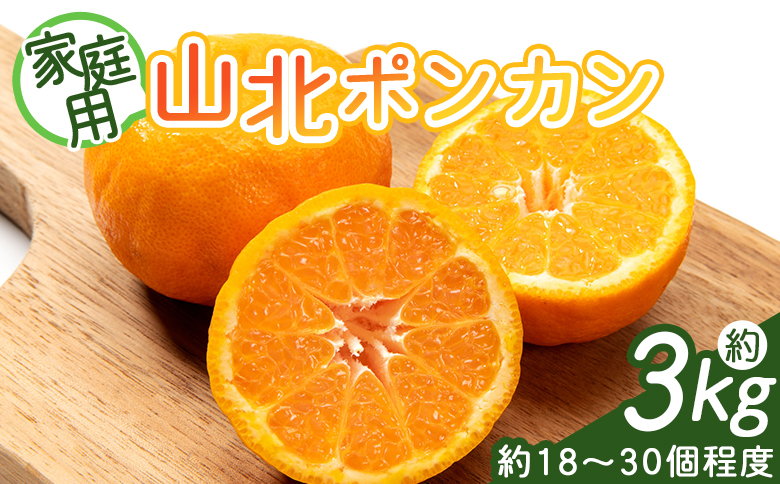 山北ポンカン 家庭用 3kg(約18～30個程度) - 果物 フルーツ 柑橘類 ぽんかん ミカン 蜜柑 訳アリ わけあり 生産者応援 甘い おいしい 美味しい 山北みらい 高知県 香南市 yk-0068