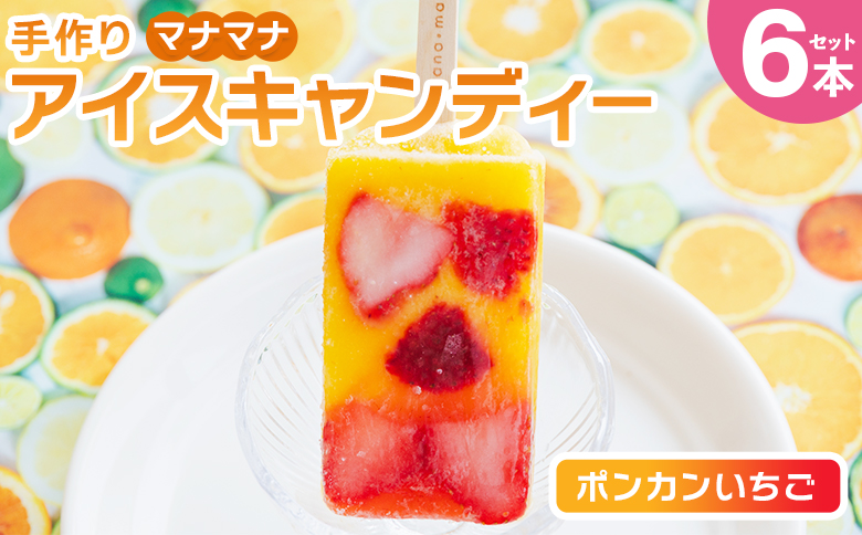 手作りアイスキャンディー ポンカンいちご ６本セット ys-0020
