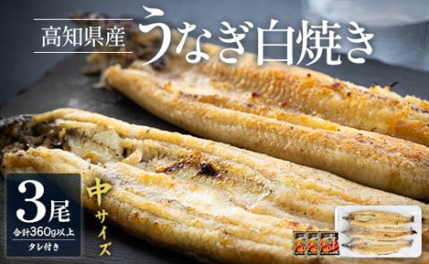 吉川水産 高知県産うなぎの白焼き 中サイズ(120～150g)×3尾 タレ付き yw-0046 3尾 120～150g