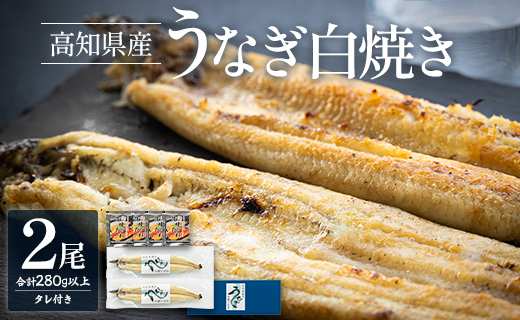 高知県産うなぎの白焼(140～150g)×2尾 蒲焼きのタレ付き yw-0106