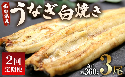 うなぎ 定期便 2回 うなぎ白焼き120g 3尾(無頭) Wun-0039