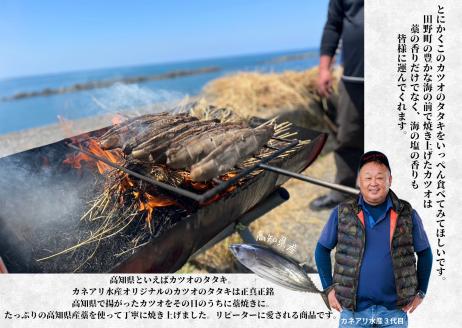 【四国一小さなまち】 ★カネアリ水産★ 幻の塩たたき ～ わら焼きカツオのたたき２節 × 田野屋塩二郎の塩２袋 ～