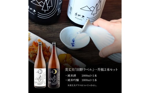 【四国一小さなまちの地酒】★ふるさと納税限定★美丈夫『田野ラベル』一升瓶 純米酒＆純米吟醸2種 1800ml×各1本セット一升 一升瓶 酒 お酒 地酒 純米吟醸 純米酒 日本酒 おさけ 15度 限定 高知県 田野町