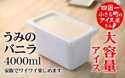 [四国一小さなまちのアイス屋さん]≪松崎冷菓≫大容量アイス 4000ml ★うみのバニラ★