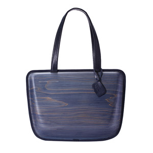 monacca-bag/Leaf indigo 木製トートバッグ