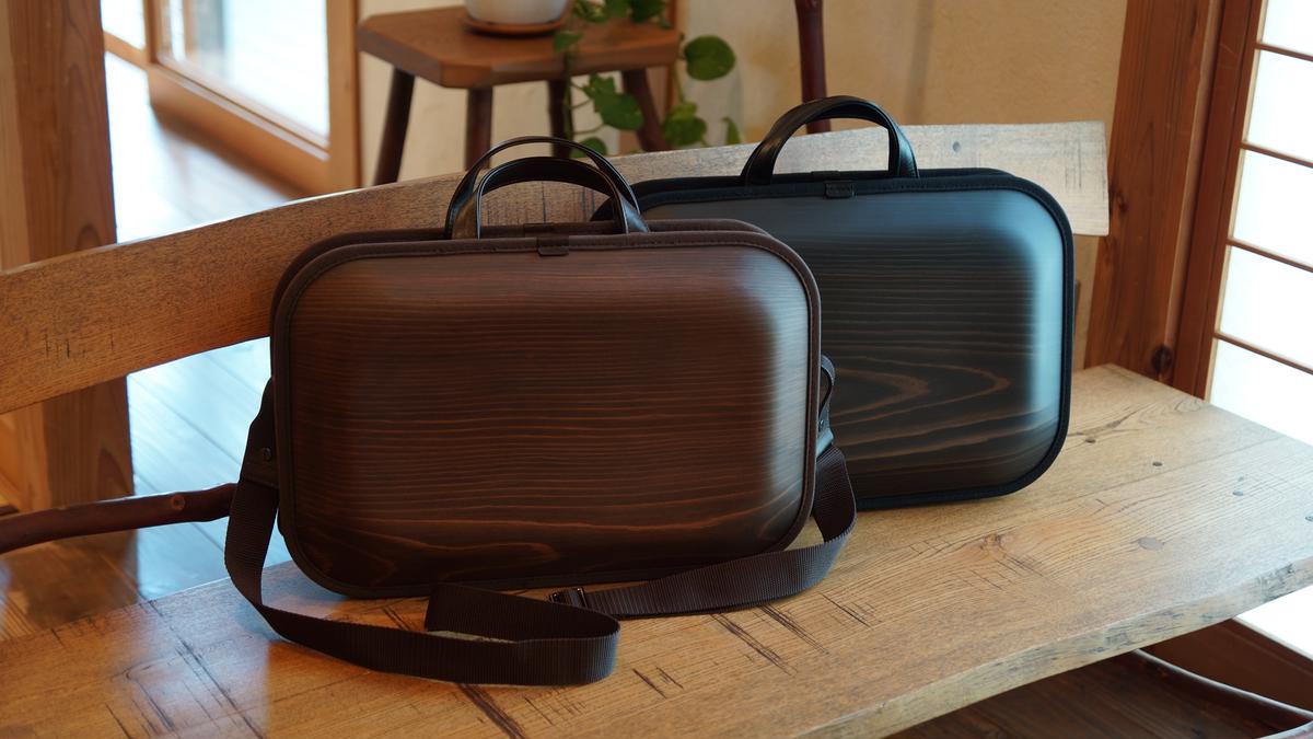 monacca-bag/kakuブラックss 木製ビジネスバッグ