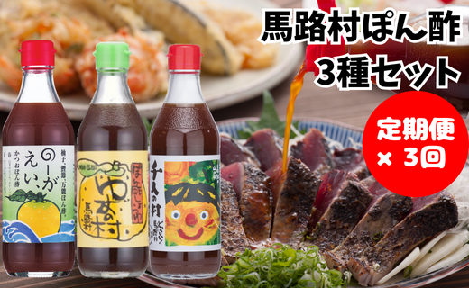 【調味料定期便】馬路村ゆずポン酢3種セット×3回 調味料 