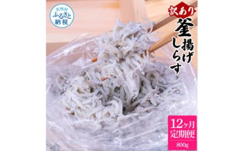 〈12ヶ月定期便〉訳あり 釜揚げシラス 800g 定期便 定期コース 12ヶ月 しらす シラス 釜揚げ 新鮮 塩分控えめ 離乳食 わけあり ワケあり 不揃い しらす丼 海鮮丼 お茶漬け - 800g　12ヶ月定期便