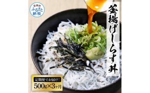 《3ヶ月定期便》高知県産釜揚げしらす500g 定期便 定期コース 3回 簡易梱包 シラス 小分け 国産 釜揚げ しらす丼 海鮮丼 お茶漬け ごはん 軍艦巻き 冷凍配送 おかず おつまみ お楽しみ - 500g　3ヶ月定期便