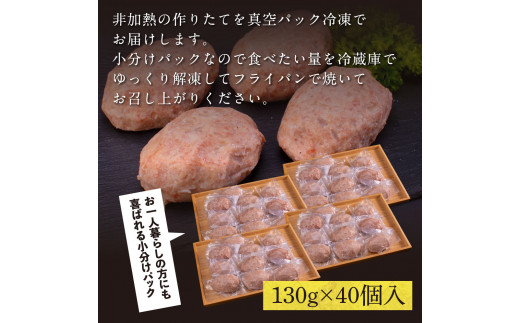 創業50年老舗レストランの幻の和牛あかうしハンバーグ130g×40コ（ソース無し）人気惣菜 数量限定 牛肉 豚肉 故郷納税 焼くだけ 溢れる肉汁 土佐あか牛 ハンバーグ 小分け 緊急支援品 64000 64,000 円