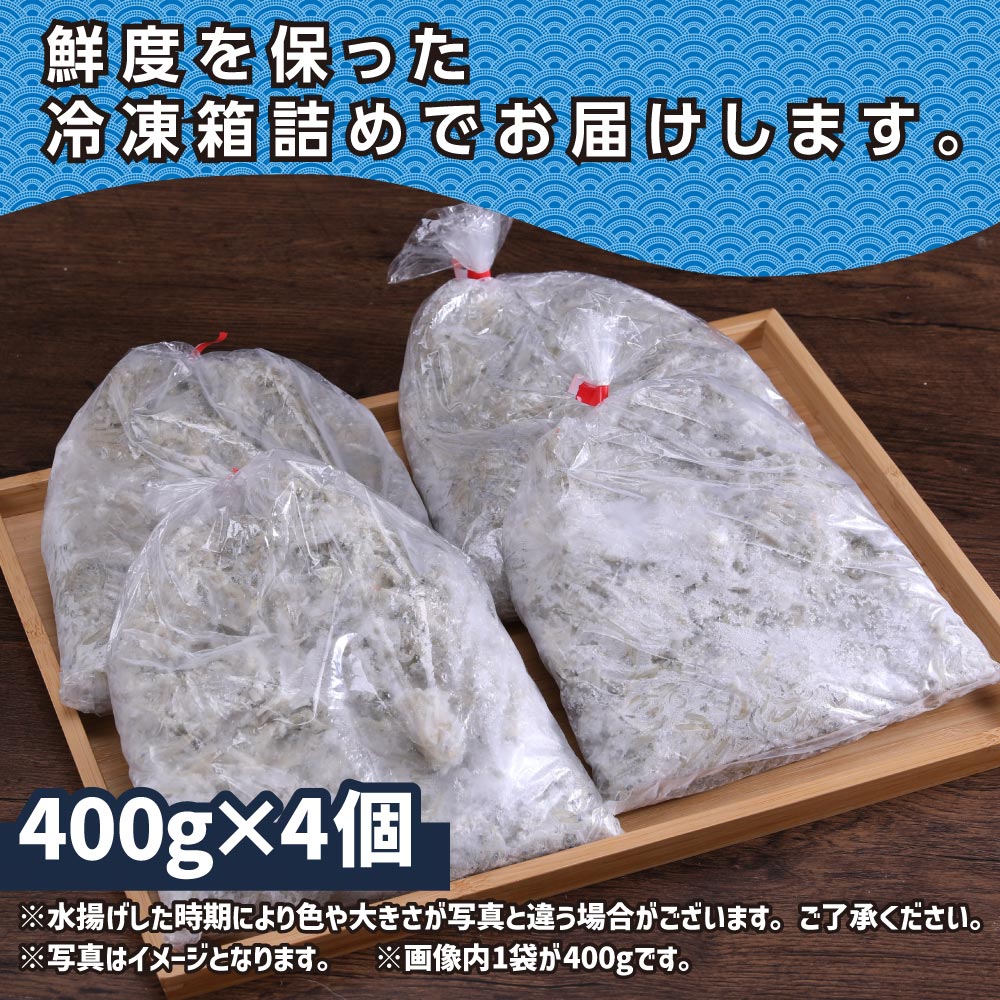 訳あり釜揚げシラス400g×4個 高知県産 釜揚げしらす 簡易梱包 わけあり 不揃い シラス 国産 釜揚げ 新鮮 しらす丼 海鮮丼 お茶漬け 冷凍配送 塩分控えめ お取り寄せ - 400g×4P