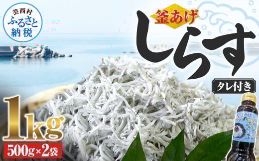 釜あげしらす 1kg 1キロ タレ付き 500g×2袋 シラス 小分け おじゃこ ちりめんじゃこ ふわふわ 国産 釜揚げ しらす丼 海鮮丼 ごはん ご飯 おにぎり おかず おつまみ お取り寄せ 美味しい - 500g×2