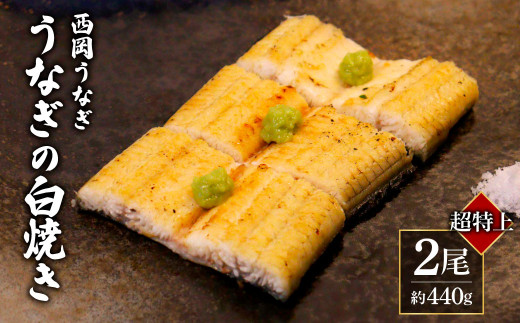 高知ブランド鰻「西岡うなぎ」《超特上》うなぎの白焼き2尾セット（約440g） オリジナルタレ・山椒付き 国産 ウナギ 鰻 冷凍配送 高知県産 うな重 丼 特大 自宅用 家庭用
