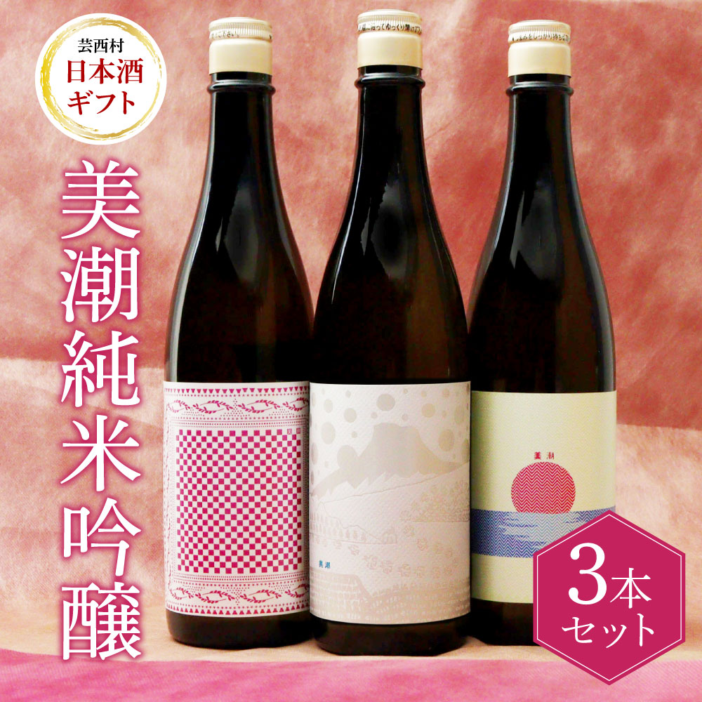 美潮 純米吟醸3本セット 高知県 芸西村 返礼品 日本酒 お酒 仙頭酒造 ふるさと納税限定 720ml 飲み比べセット のみくらべ 雄町 きたしずく お祝い 贈答品 箱入り ギフト