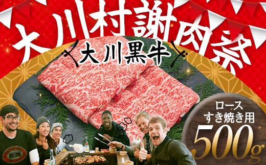 国産黒毛和牛 大川黒牛 ロース すき焼き用 スライス A4（250g×2パック） 国産 黒毛和牛 A4 ロース 牛肉 すき焼き 高知県 大川村  すきやき スキヤキ 記念日 お祝い 牛 ビーフ 肉 食品 F6R-024