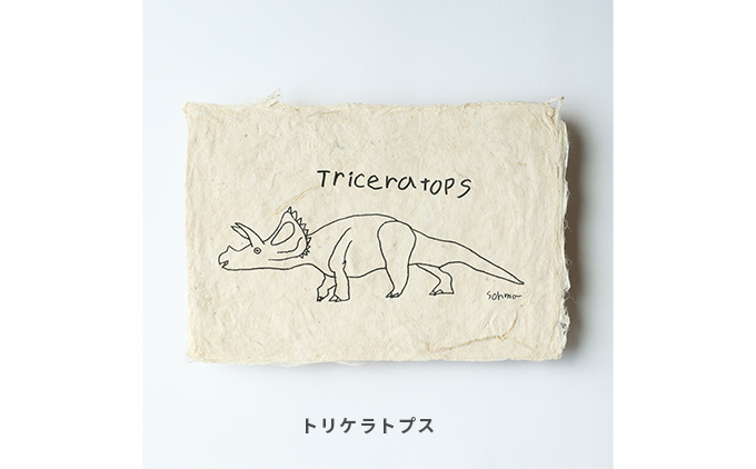 【奏華舎】土佐和紙カード＆染紙封筒セット（恐竜 / アソート３種）