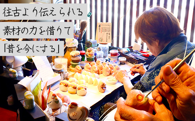 土佐和紙漆喰張り子　プシュケと白陰達磨