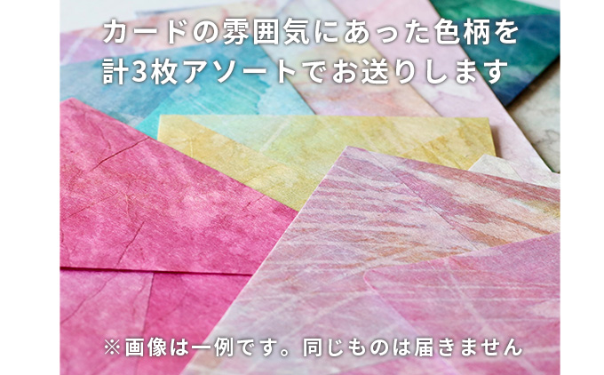 【奏華舎】土佐和紙カード＆染紙封筒セット（恐竜 / アソート３種）