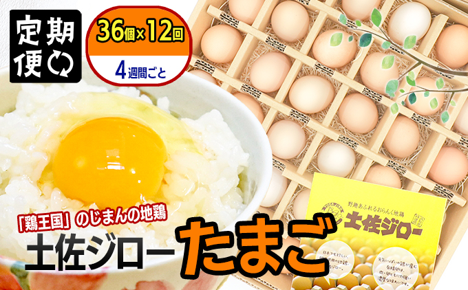 【定期便】土佐ジローたまご（1箱36個入）×12回　約4週間毎に1回