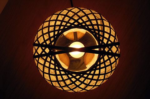 0160103竹細工照明 スタンドライト ～まり(小)・虎斑竹～