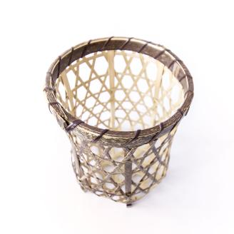 0210104竹細工 花器 ～亀甲(大)・虎斑竹～