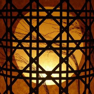 0910101竹細工照明 スタンドライト ～月に芒・虎斑竹～